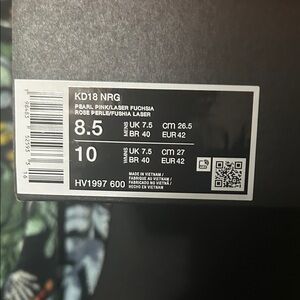 Nike KD19 NRG Pearl Pink Laser Fuchsia Athletic Shoes